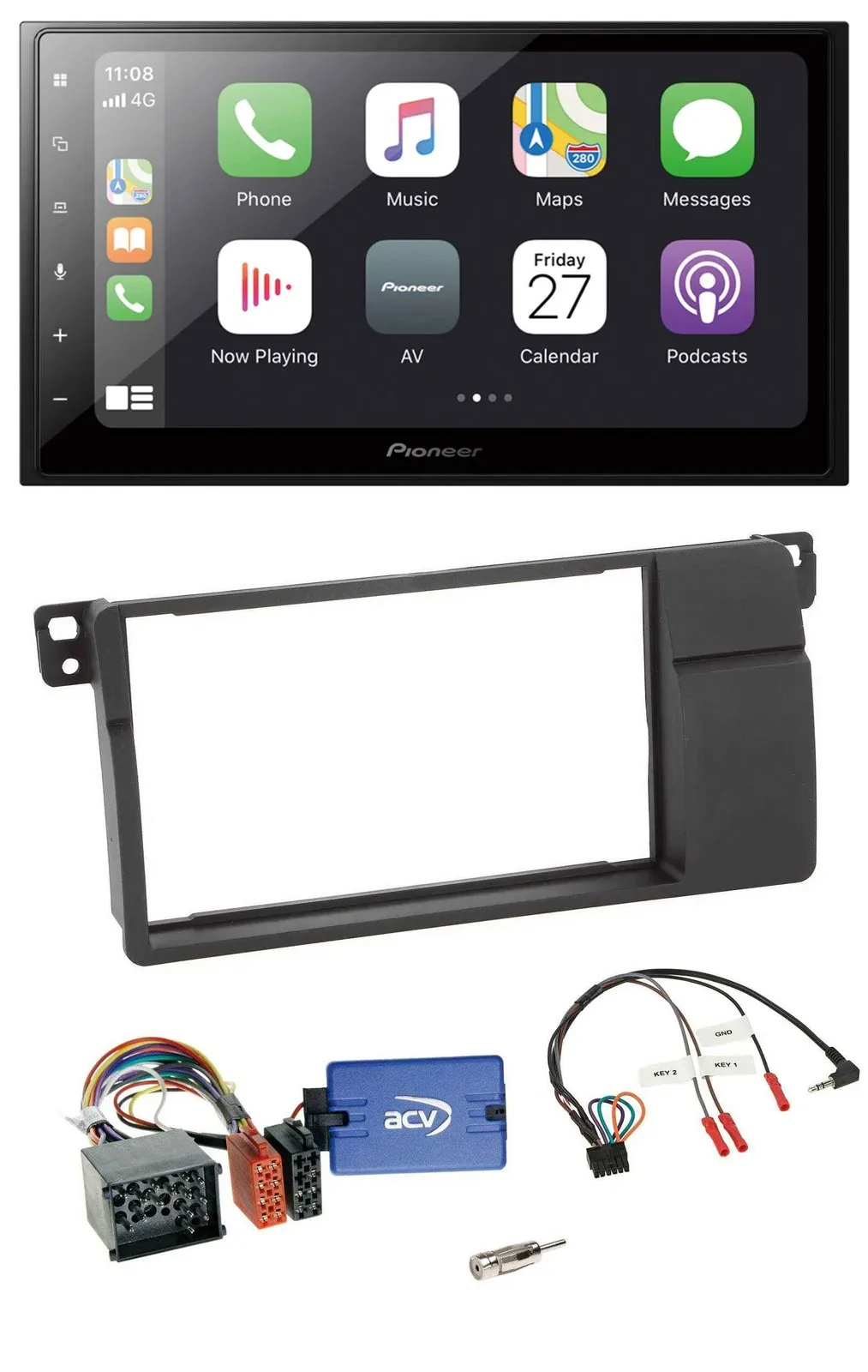 Pioneer Lenkrad Bluetooth DAB 2DIN USB Autoradio für BMW 3er E46 2000-2006