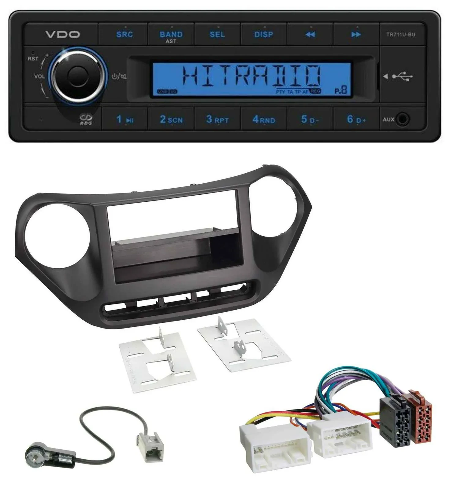 Автомагнитола для Hyundai i10 (с 2013) VDO 1 DIN, MP3, USB, AUX