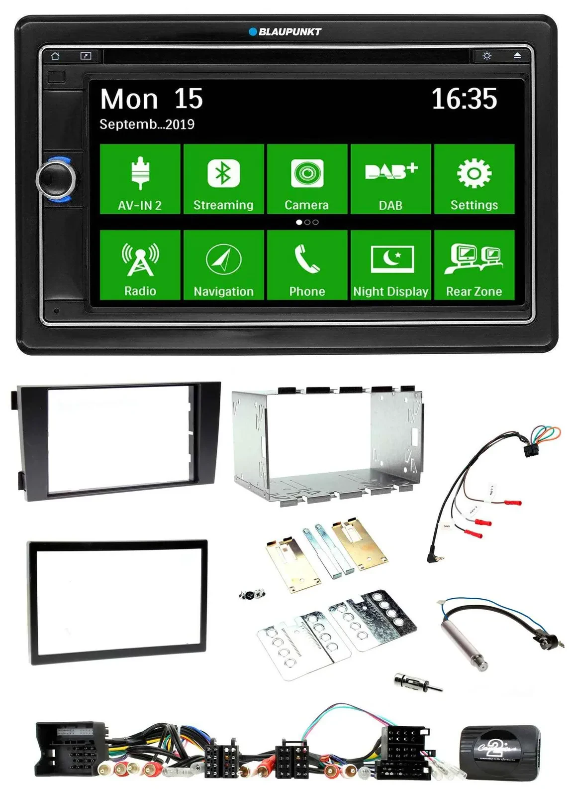 Автомагнитола Blaupunkt 2DIN, Bluetooth, DAB, USB, навигация (TMC), поддержка кнопок на руле, для Audi A6 C5 (2001–2004)