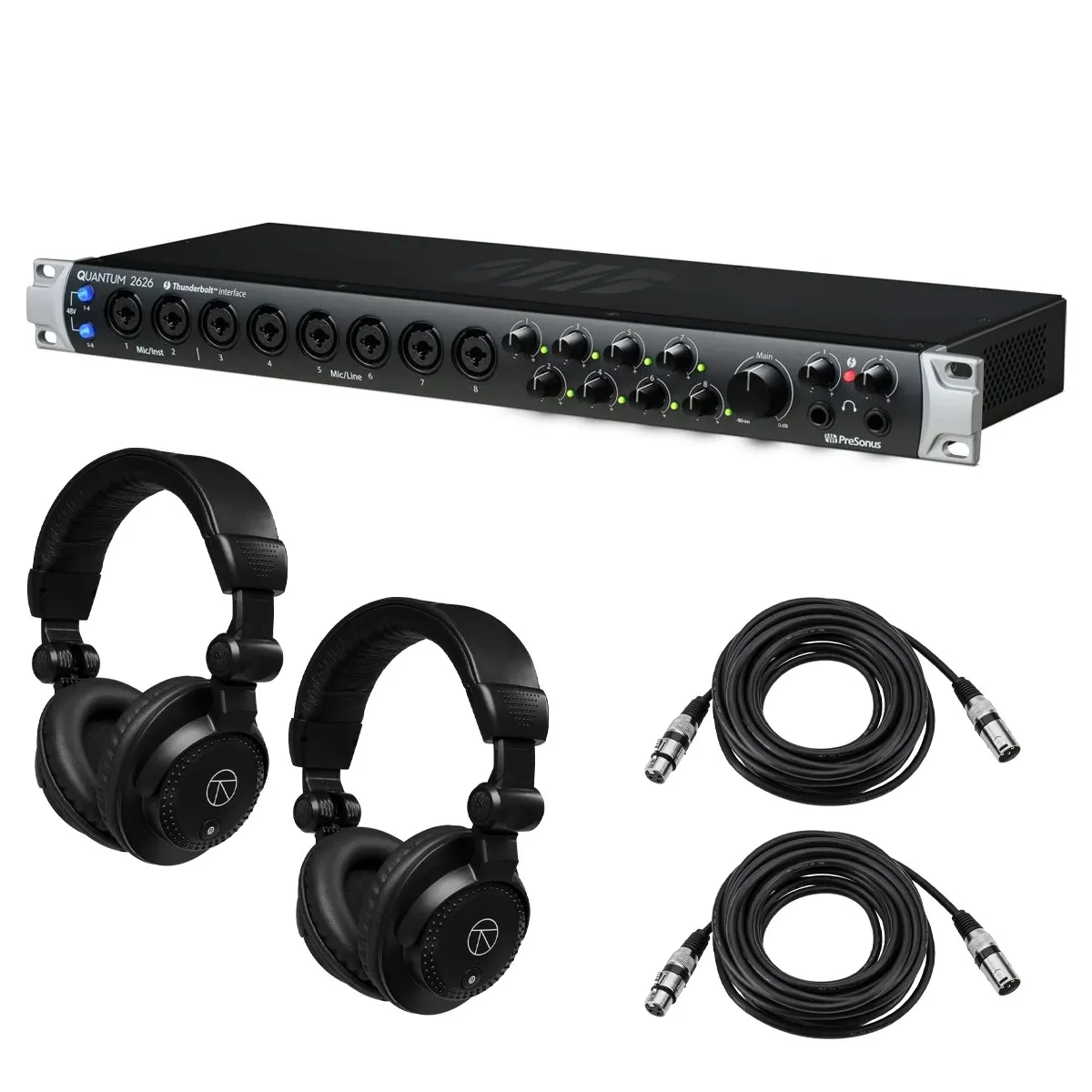 PreSonus Quantum 26x26 Thunderbolt 3 Audio Interface, Bundle with 2x TAPH100 Mon