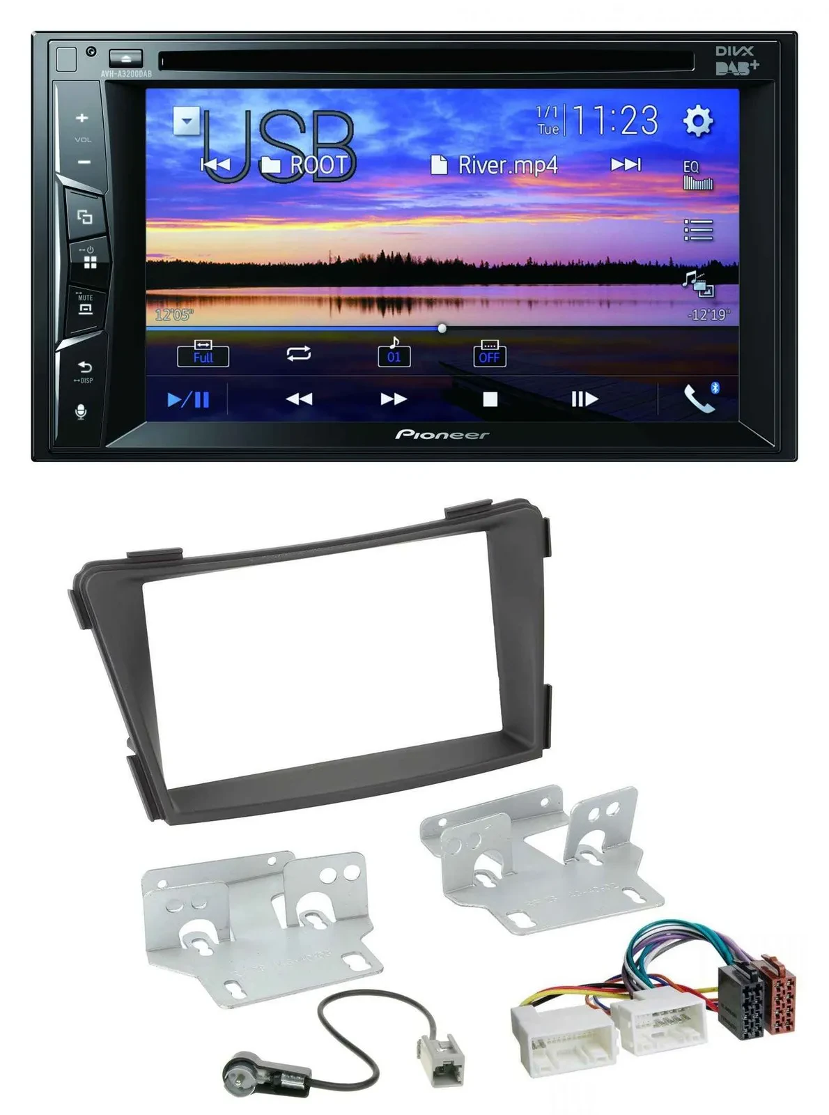 Автомагнитола для Hyundai i40 VF Pioneer 2DIN Bluetooth USB DVD DAB MP3 черная