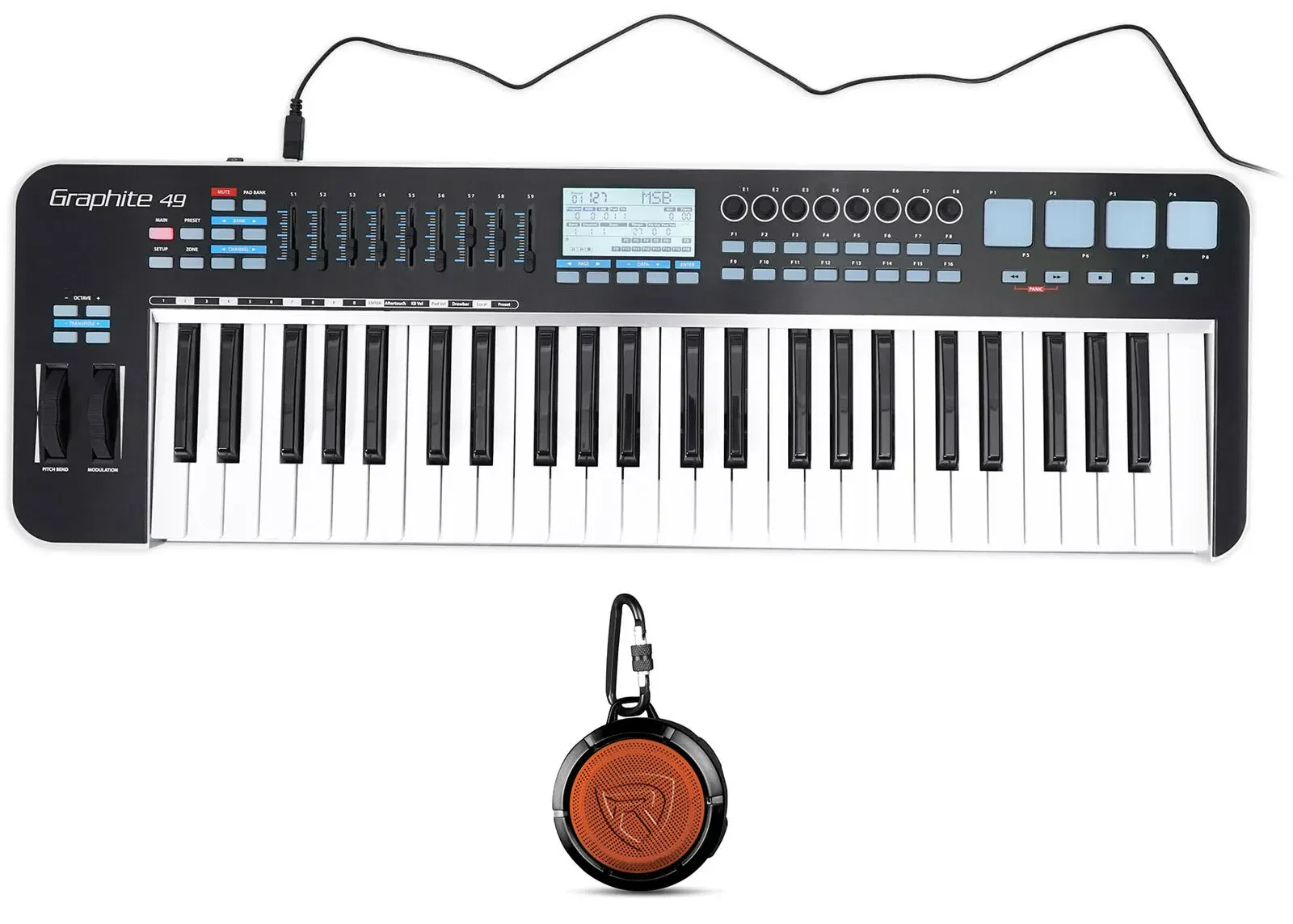 Samson Graphite 49 Key USB MIDI DJ Keyboard Controller + Bluetooth Speaker
