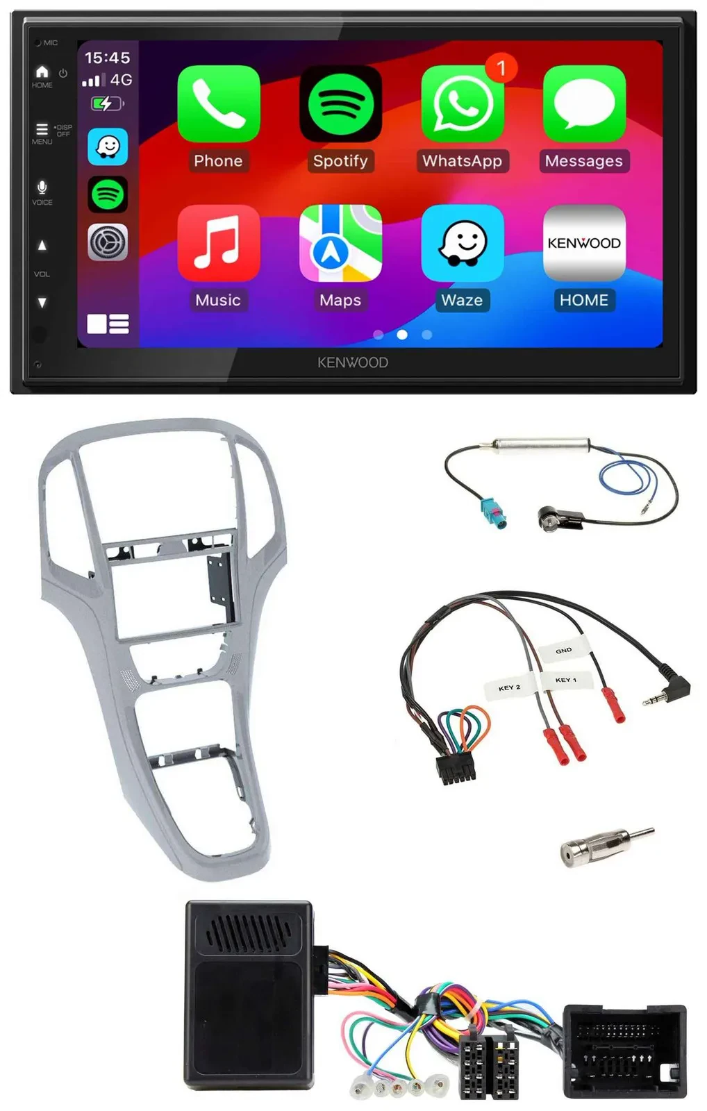 Kenwood Lenkrad USB DAB 2DIN Bluetooth Autoradio für Opel Astra J ab 09 Platinsi