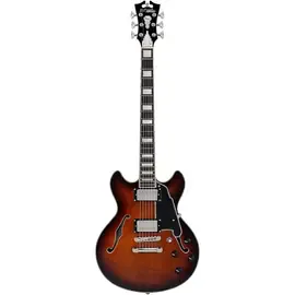 Электрогитара полуакустическая D'Angelico Premier Mini DC Semi-Hollow Guitar With Stopbar Tailpiece Brown Burst