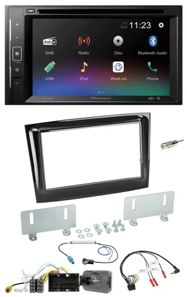 Pioneer Bluetooth Lenkrad USB 2DIN DAB DVD Autoradio für Fiat Doblo ab 15 piano