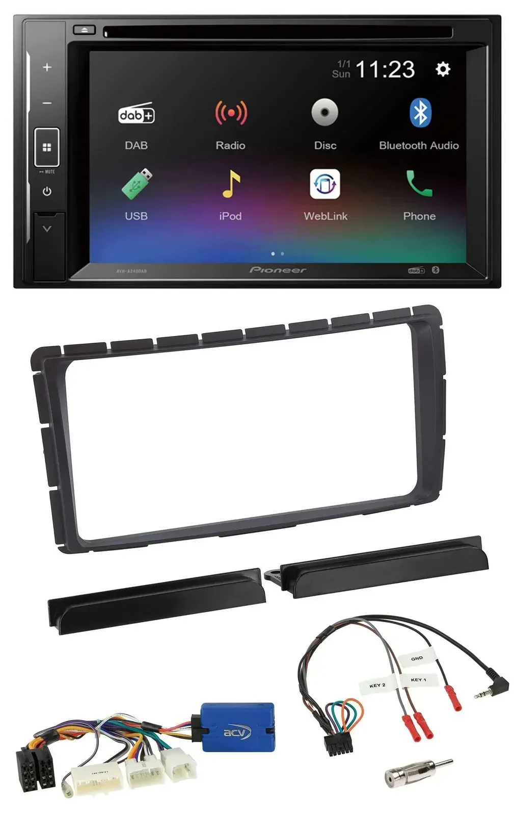 Автомагнитола Pioneer 2DIN Bluetooth DAB DVD USB для Toyota Hilux (с 2011) с поддержкой управления на руле