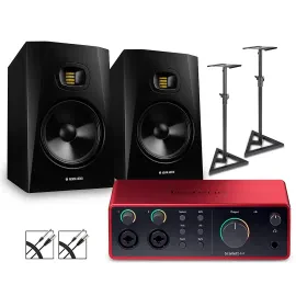 Focusrite Scarlett 4i4 Gen 4 Adam Audio Monitors (Stands & Cables Included) T8V