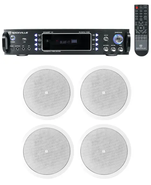 (4) JBL 6.5" 150w In-Ceiling Speakers+Bluetooth Receiver For Restaurant/Bar/Cafe