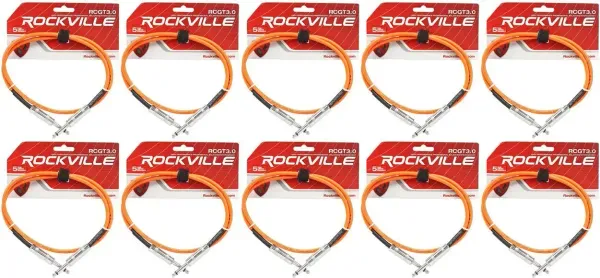 Инструментальный кабель Rockville RCGT3.0O Orange 0.9 м (10 штук)