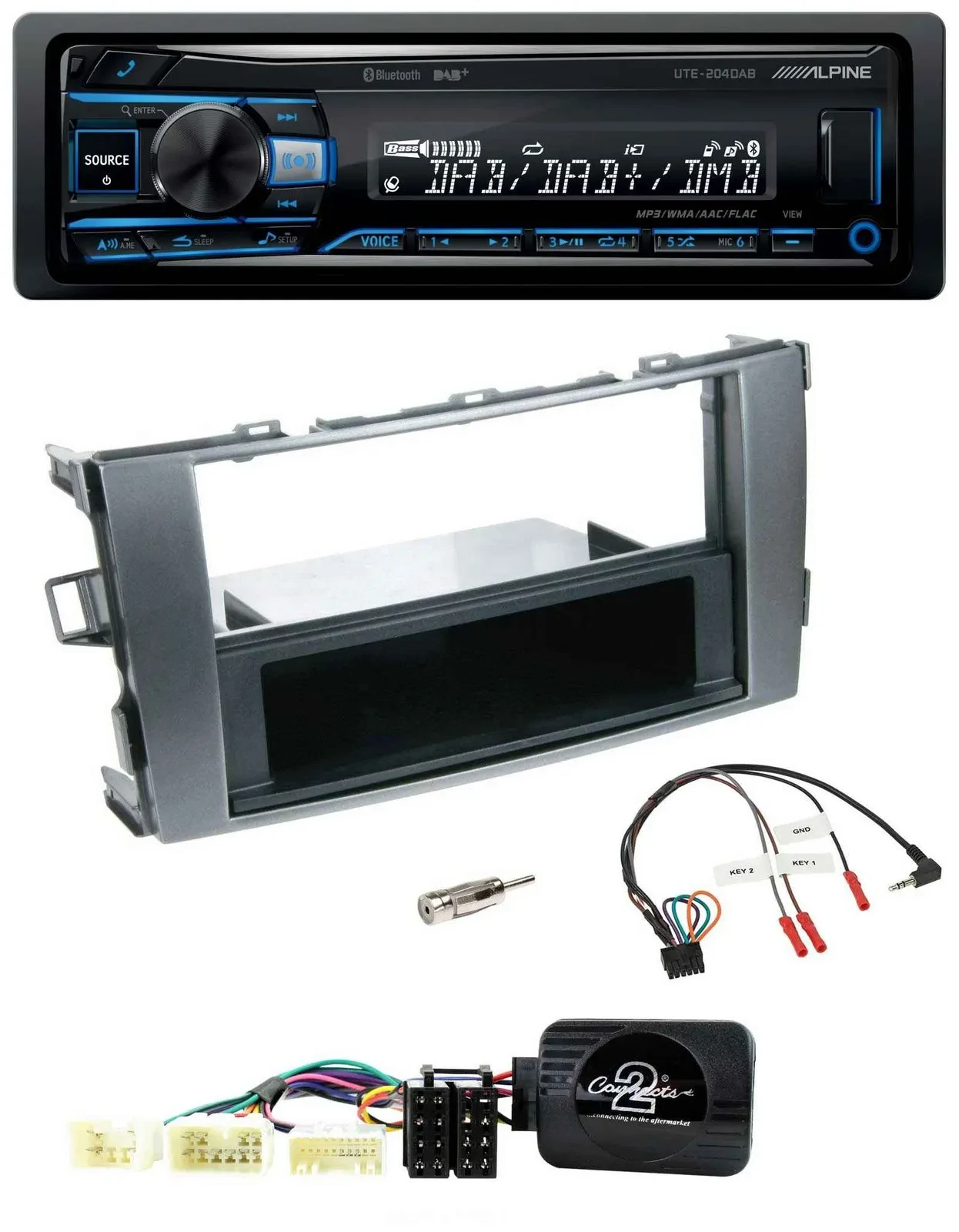 Alpine USB Bluetooth DAB Lenkrad Autoradio für Toyota Avensis Typ T25 ab 2003