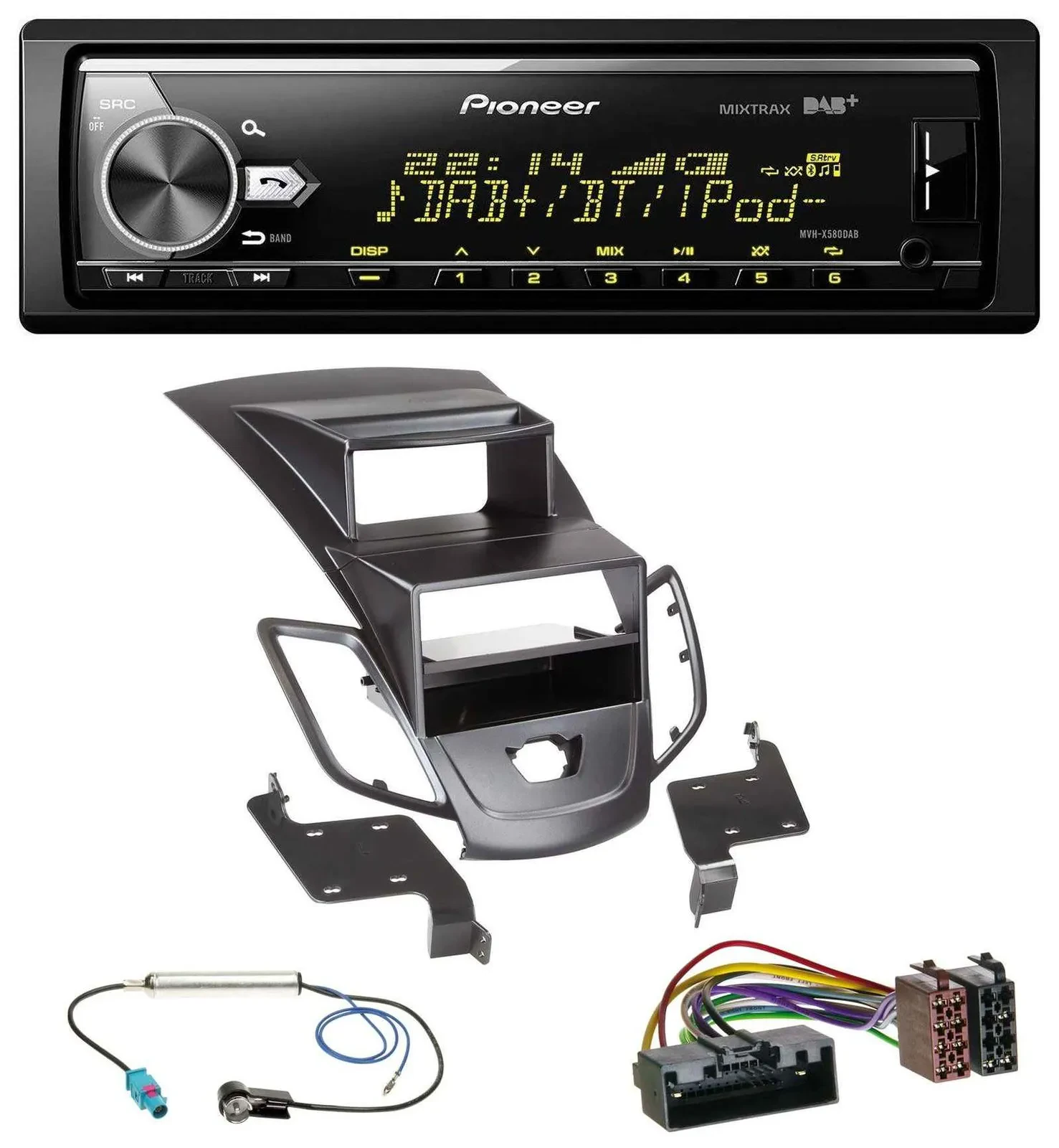 Автомагнитола для Ford Fiesta (2010–2017) Pioneer Bluetooth USB DAB MP3 дисплей черный