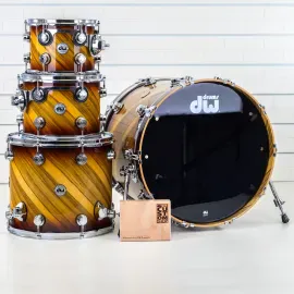Drum Workshop SSC Custom Exotic Twisted 4-Piece Shell Pack, Toasted Almond Burst