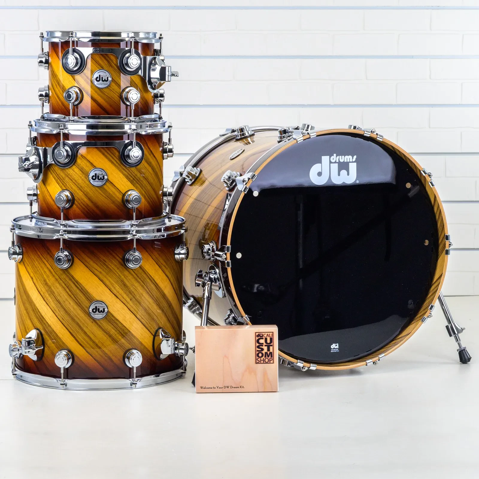 Drum Workshop SSC Custom Exotic Twisted 4-Piece Shell Pack, Toasted Almond Burst