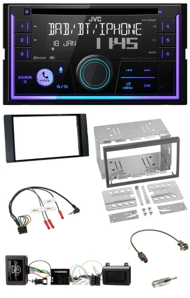 JVC Lenkrad USB 2DIN DAB Bluetooth CD Autoradio für Ford Kuga 2008-12 schwarz