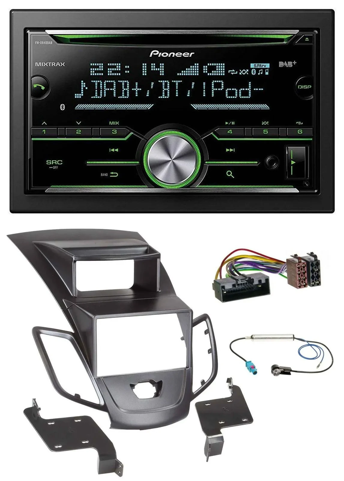 Автомагнитола Pioneer 2DIN, CD, USB, Bluetooth, DAB для Ford Fiesta (2010–2017)