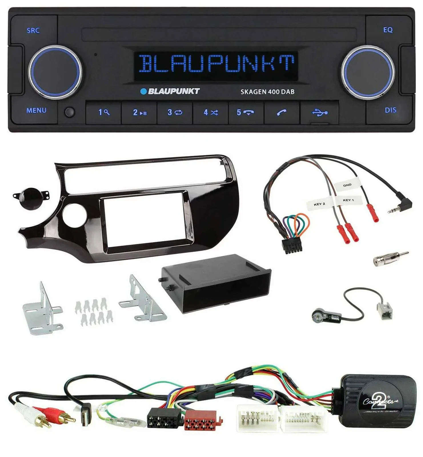 Автомагнитола Blaupunkt DAB, USB, Bluetooth для Kia Rio UB (с 03/2015, поддержка кнопок на руле) черный глянец
