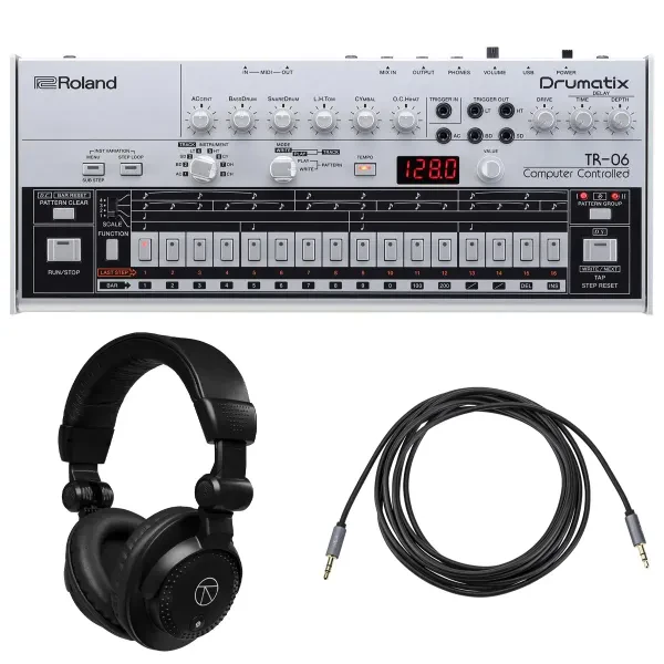 Roland TR-06 Drumatix Rhythm Performer, Bundle with TAPH100 Closed-Back Studio M