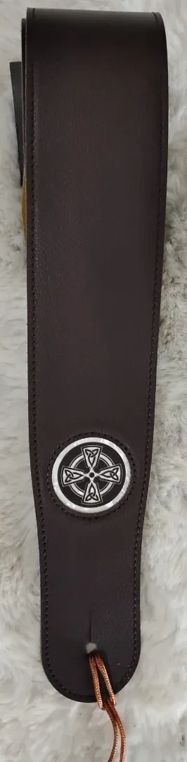 Гитарный ремень Thalia SDCCC-WP кожа, темно-коричневый, инкрустация белый перламутр