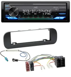 JVC Bluetooth DAB USB MP3 Autoradio für Fiat Panda (ab 2012) - schwarz