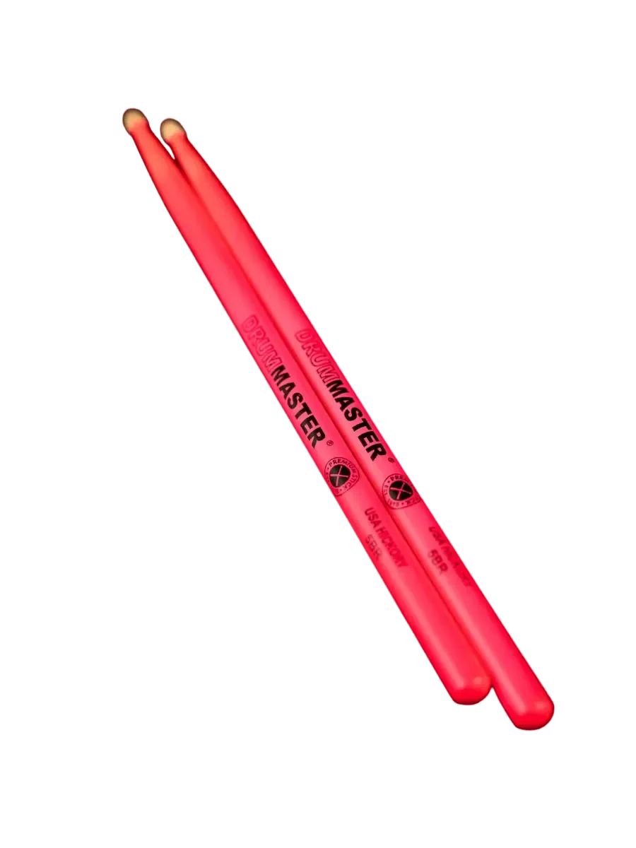 Барабанные палочки DRUMMASTER Fluoresent series American Hickory 5A RED флуоресцентные, красные