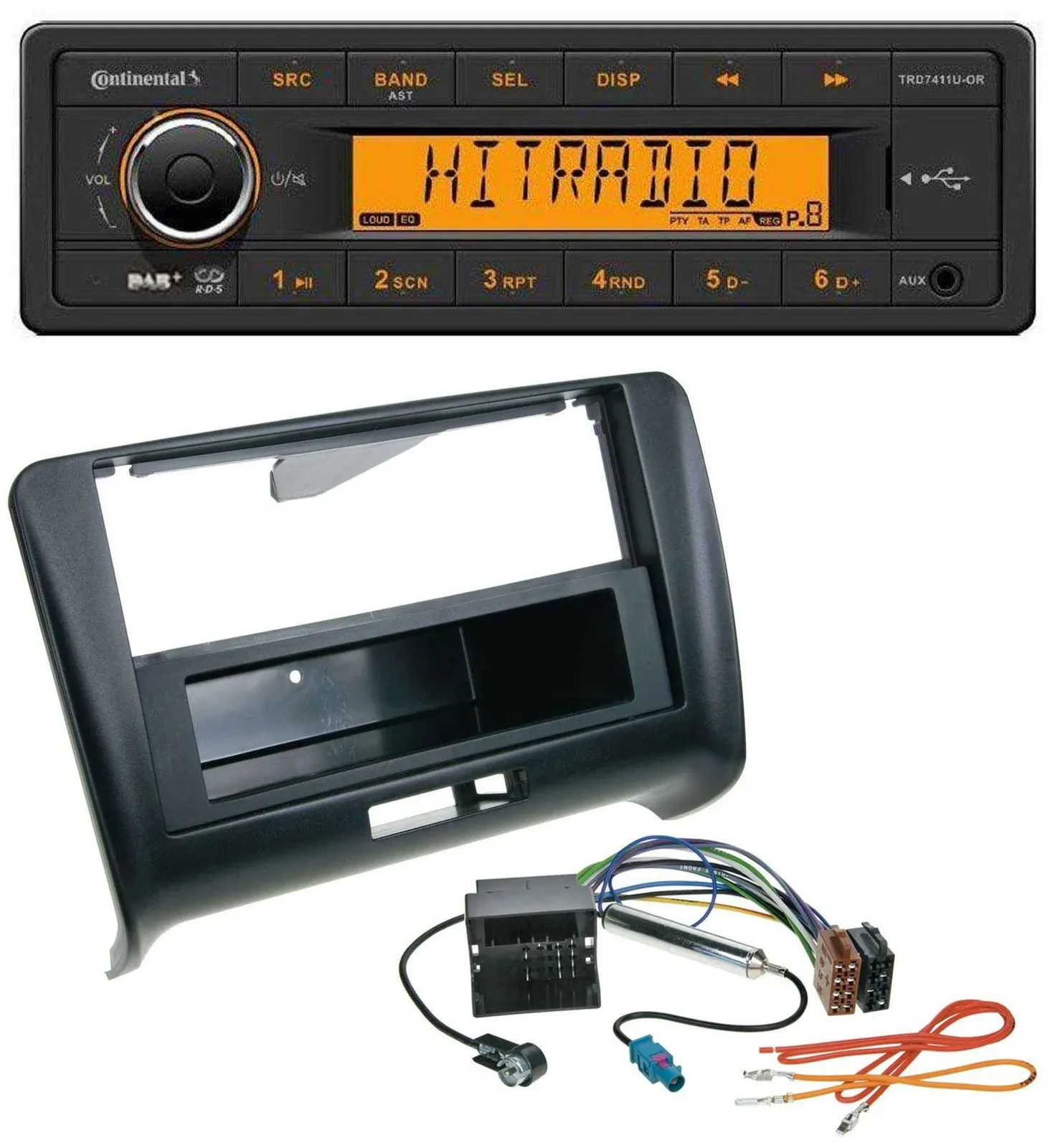 Автомагнитола Continental 1DIN DAB MP3 AUX USB для Audi TT (2006–2014) Quadlock