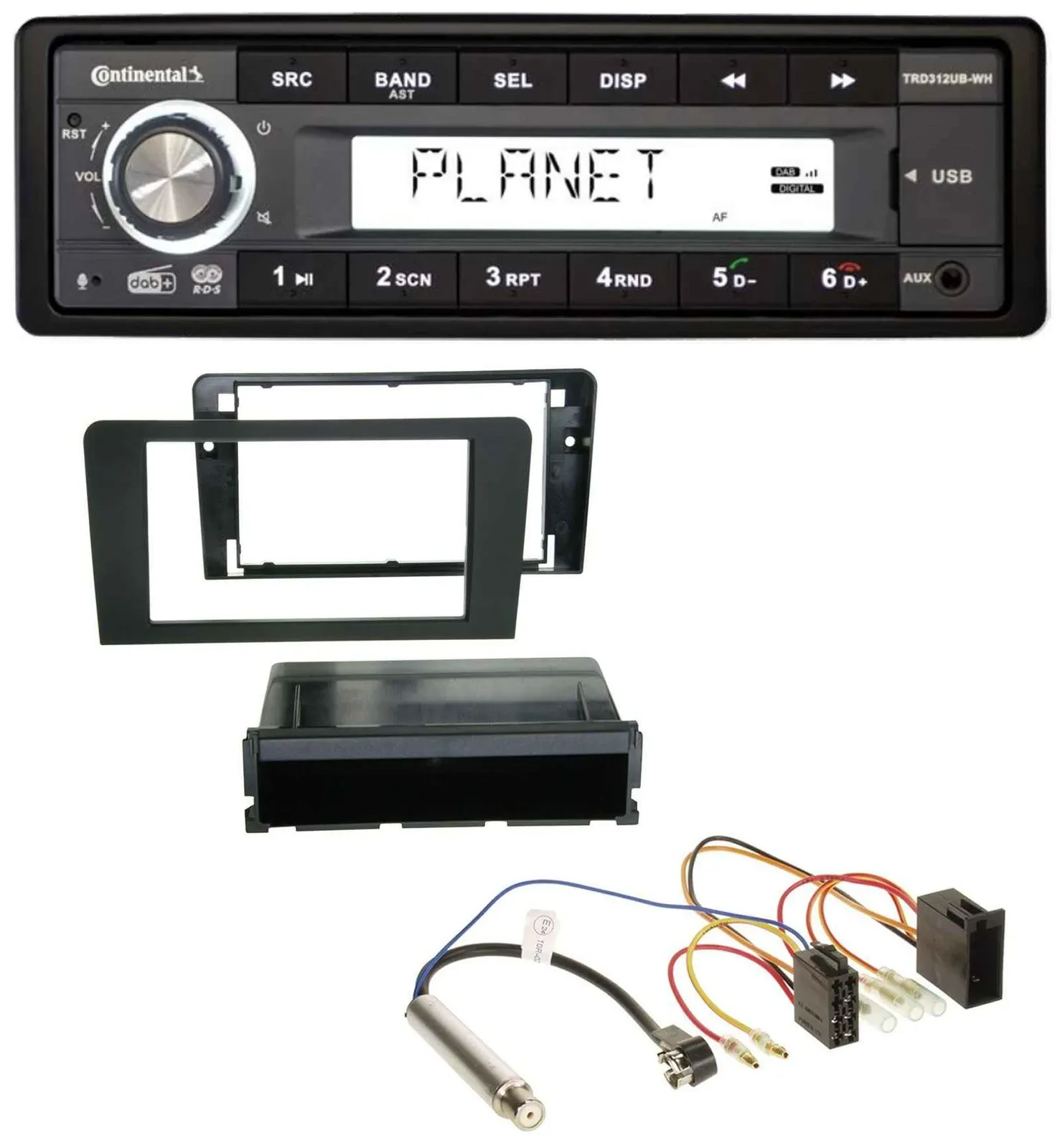 Автомагнитола Continental 1DIN USB AUX DAB MP3 для Audi A3 (8P, 2003–2006) ISO