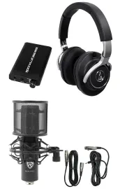 Студийный комплект Audio-Technica ATH-M70x (набор) мониторные наушники + усилитель для наушников + студийный микрофон + кабели