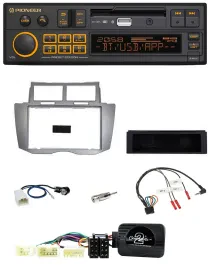 Автомагнитола для Toyota Yaris 2007–2011 Pioneer DAB, USB, Bluetooth, серебристая