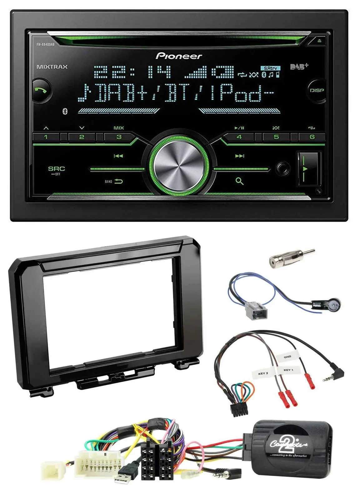 Автомагнитола для Suzuki Jimny GJ (с 2018) Pioneer 2DIN, CD, USB, Bluetooth, DAB, поддержка кнопок на руле