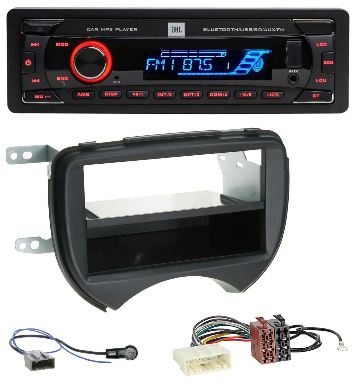 Автомагнитола для Nissan Micra K13 JBL AUX/MP3/USB/Bluetooth/SD черная