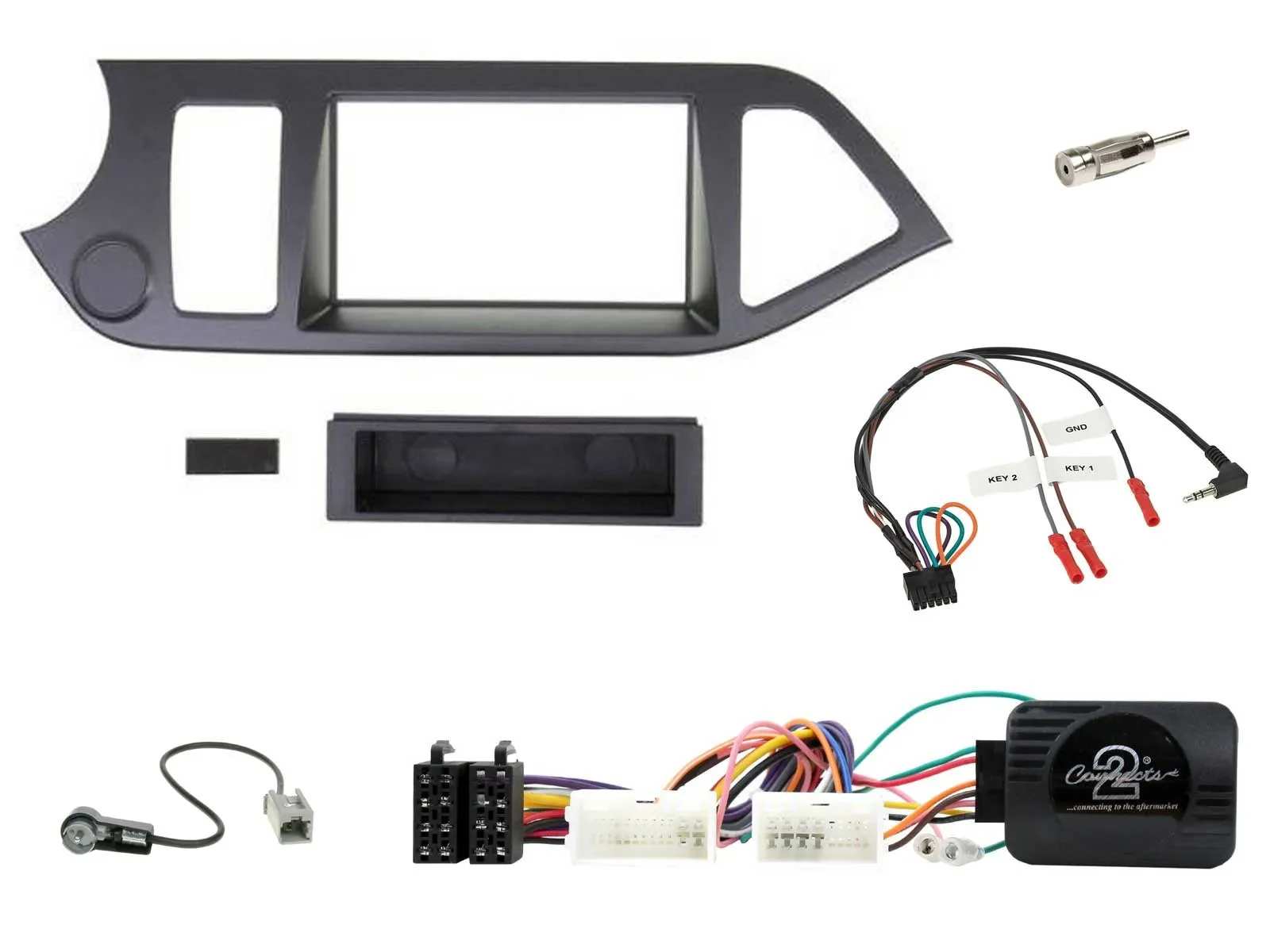 Einbauset Lenkradadapter DIN Autoradio für Kia Picanto ab 2011 ohne Start-Stop