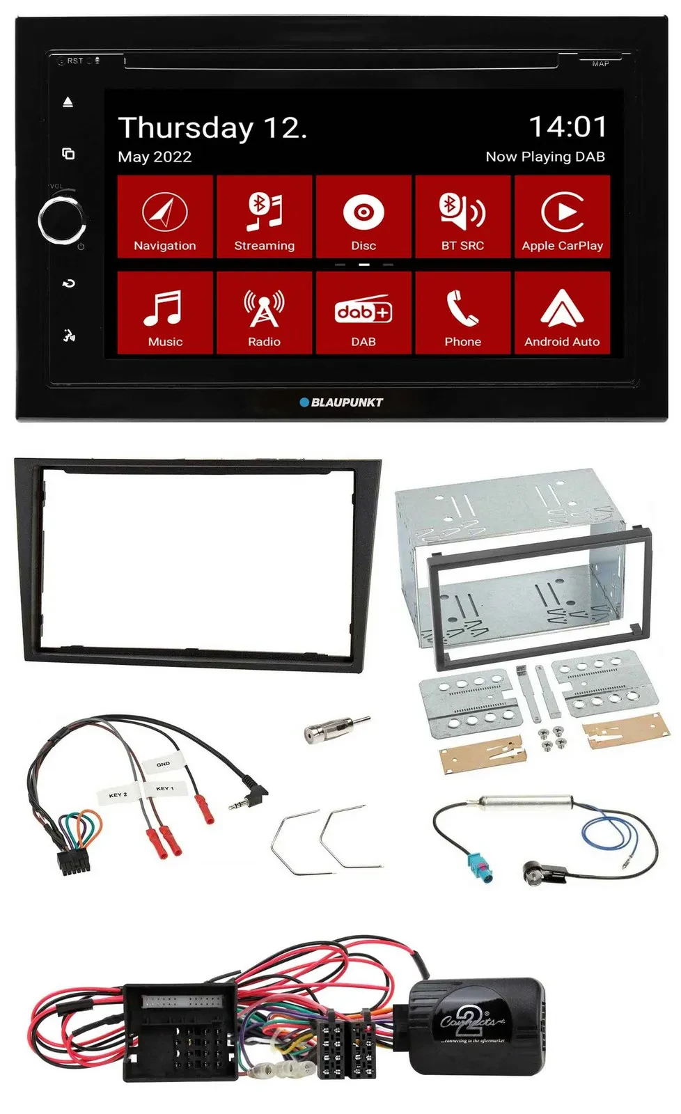 Blaupunkt 2DIN Lenkrad Bluetooth USB TMC DAB Navigation für Opel Corsa D stealth