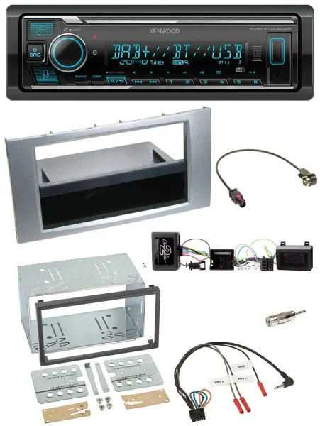Kenwood Bluetooth Lenkrad DAB USB Autoradio für Ford Kuga 2008-2012 silber