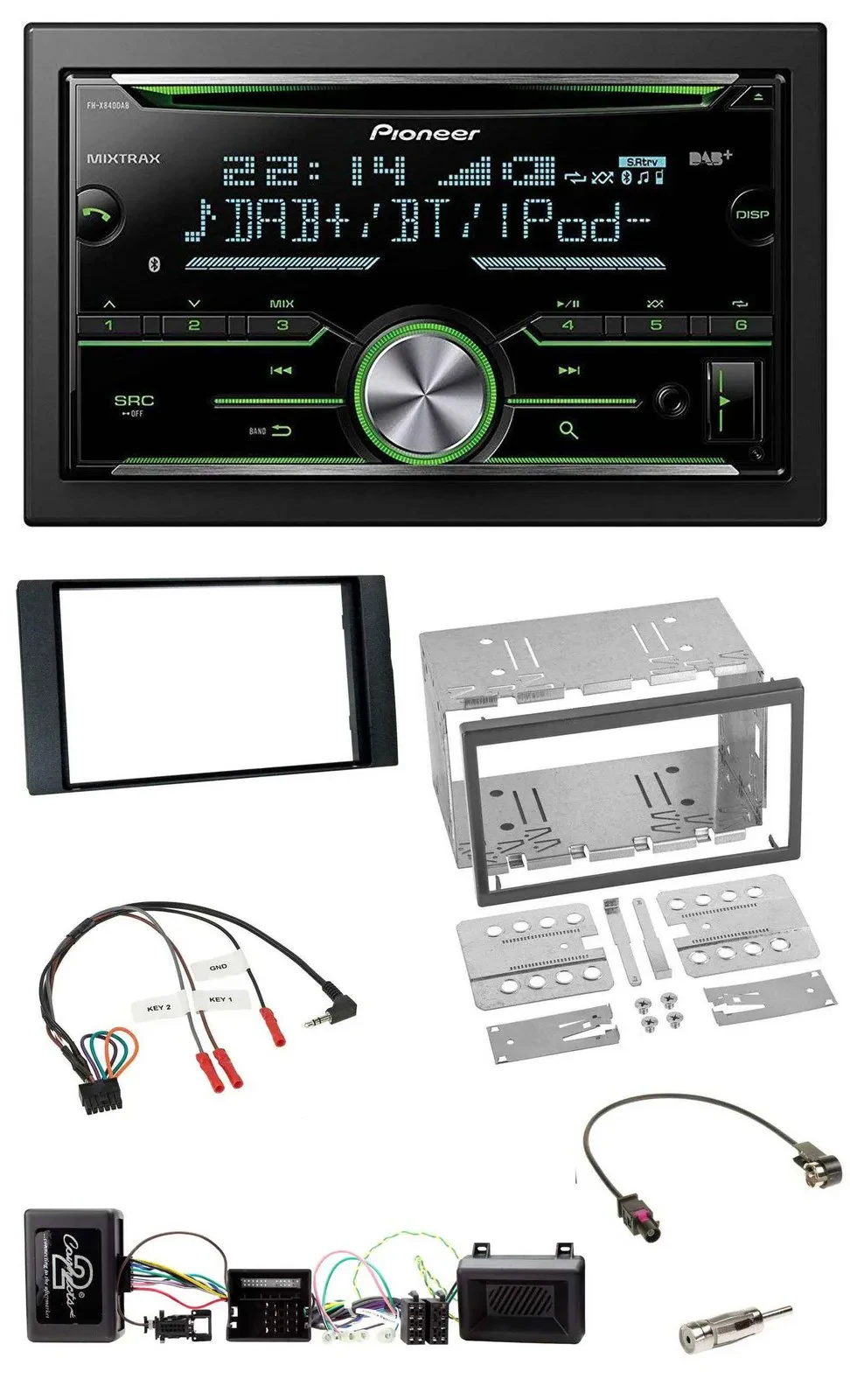 Автомагнитола Pioneer 2DIN, DAB, Bluetooth, USB, CD, для Ford Kuga 2008–2012, чёрная