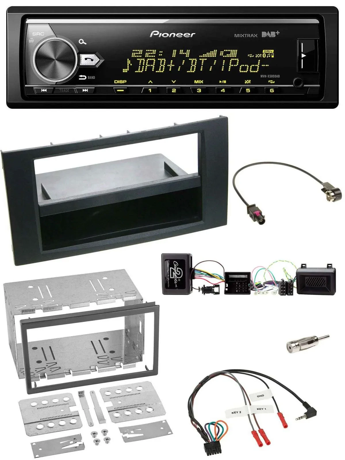 Автомагнитола Pioneer Bluetooth, USB, DAB для Ford Kuga (2008–2012), чёрный