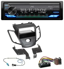 JVC Bluetooth DAB USB MP3 Autoradio für Ford Fiesta 10-17 JA8 ohne Display schwa