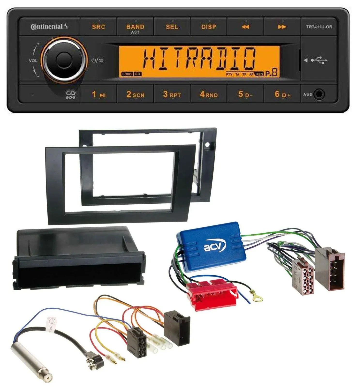 Автомагнитола для Audi A4 B6/B7 (2001–2008) Continental 1 DIN, USB, AUX, MP3, совместима с активной системой Symphony