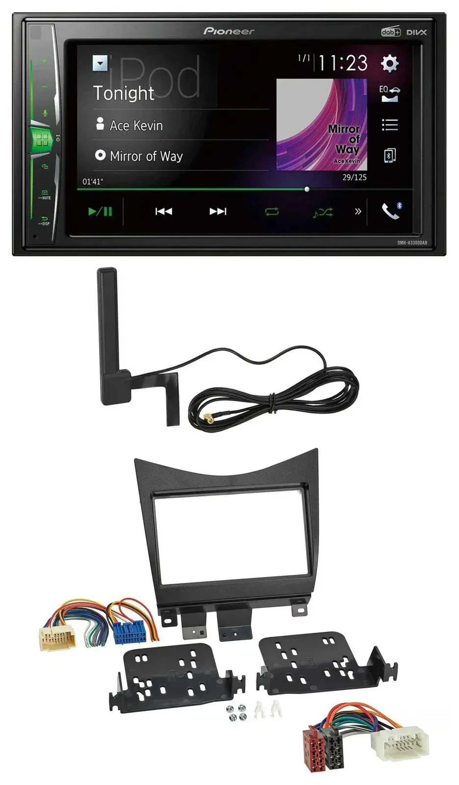 Автомагнитола Pioneer 2-DIN, MP3, DAB, Bluetooth, AUX, для Honda Accord (2002–2008), черная