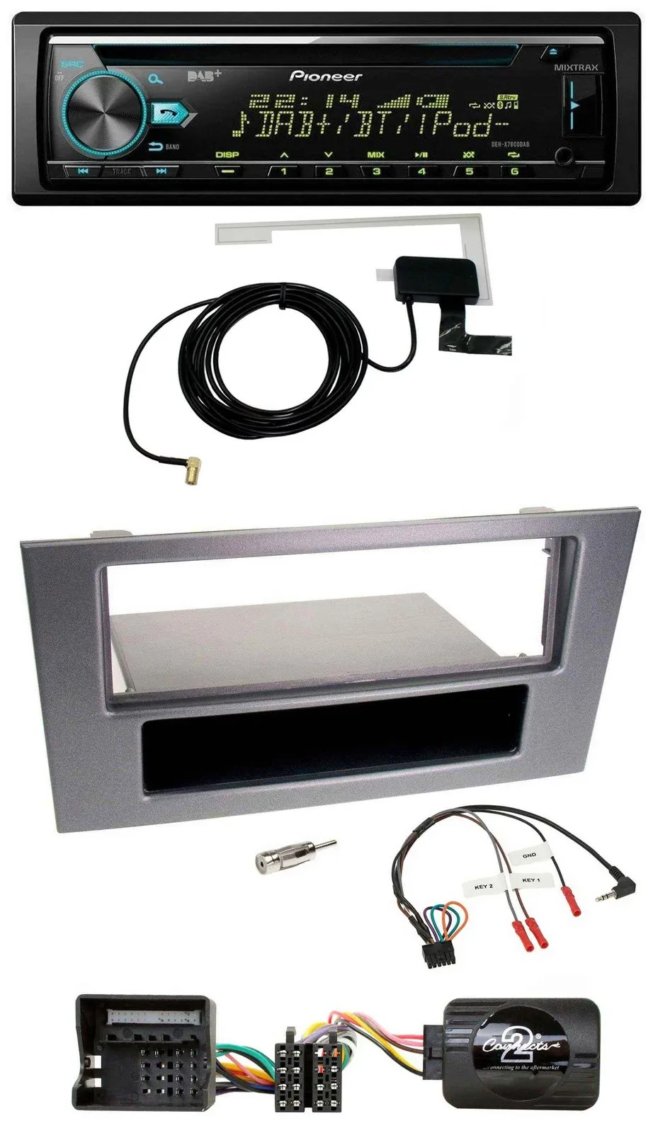 Pioneer MP3 Lenkrad CD USB DAB Autoradio für Ford Mondeo 2004-2007 anthrazit