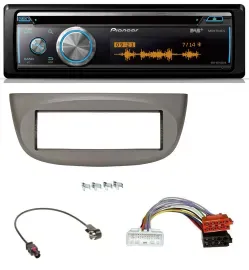 Pioneer MP3 DAB USB CD Bluetooth Autoradio für Renault Twingo ab 2015 beige-grau