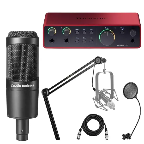 Audio-Technica AT2035 Cardioid Condenser Side-Address Microphone - Bundle