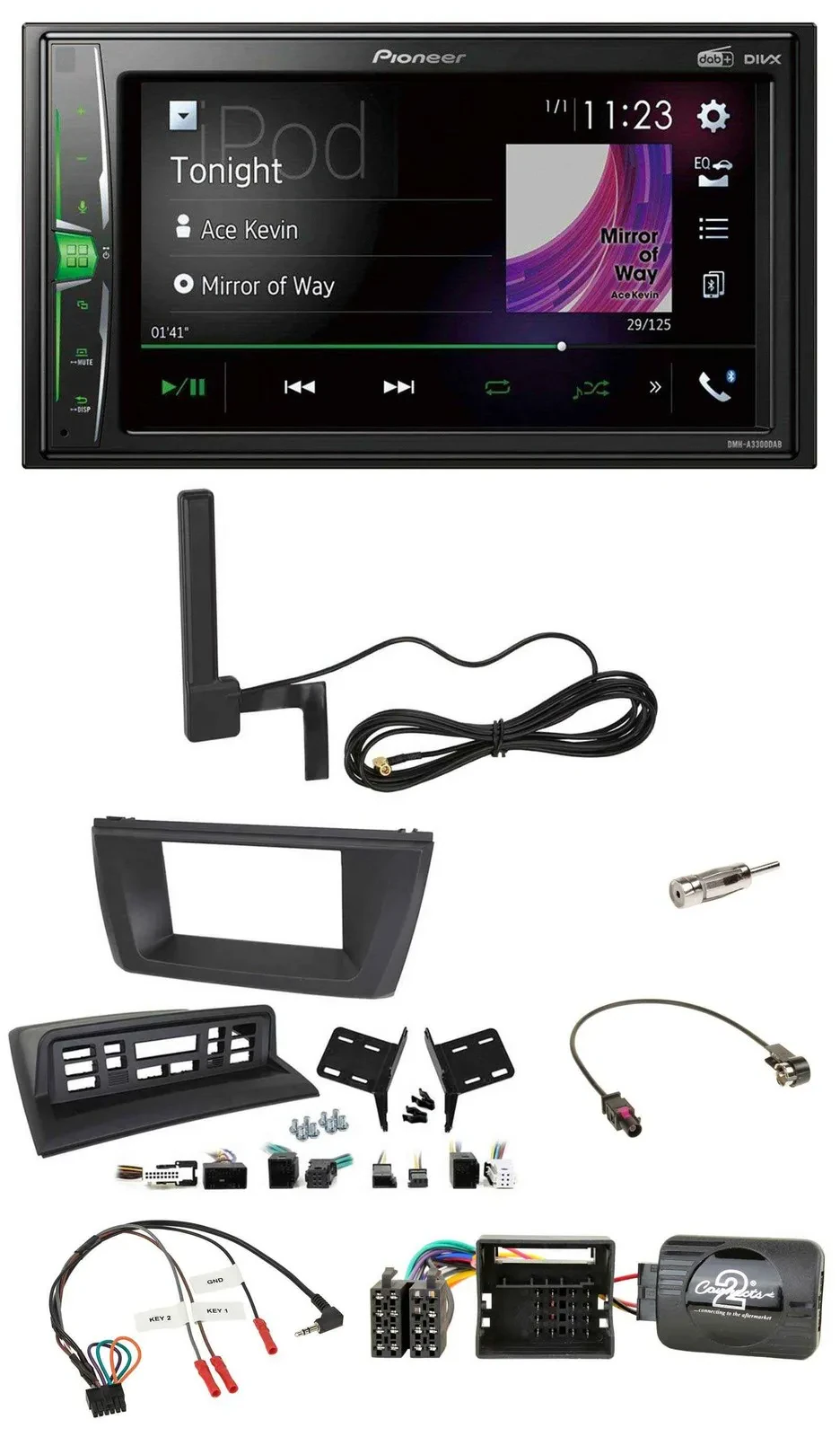 Pioneer MP3 DAB Lenkrad 2DIN Bluetooth Autoradio für BMW X3 E83 2004-2010 mittig