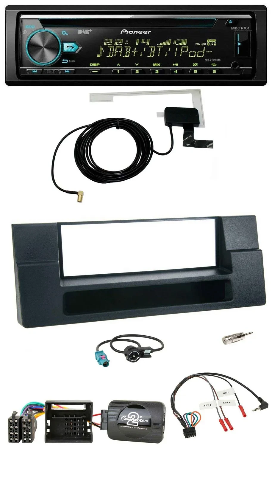 Автомагнитола для BMW 5 Series E39/X5 Pioneer CD/USB/DAB, MP3, поддержка управления на руле, Quadlock