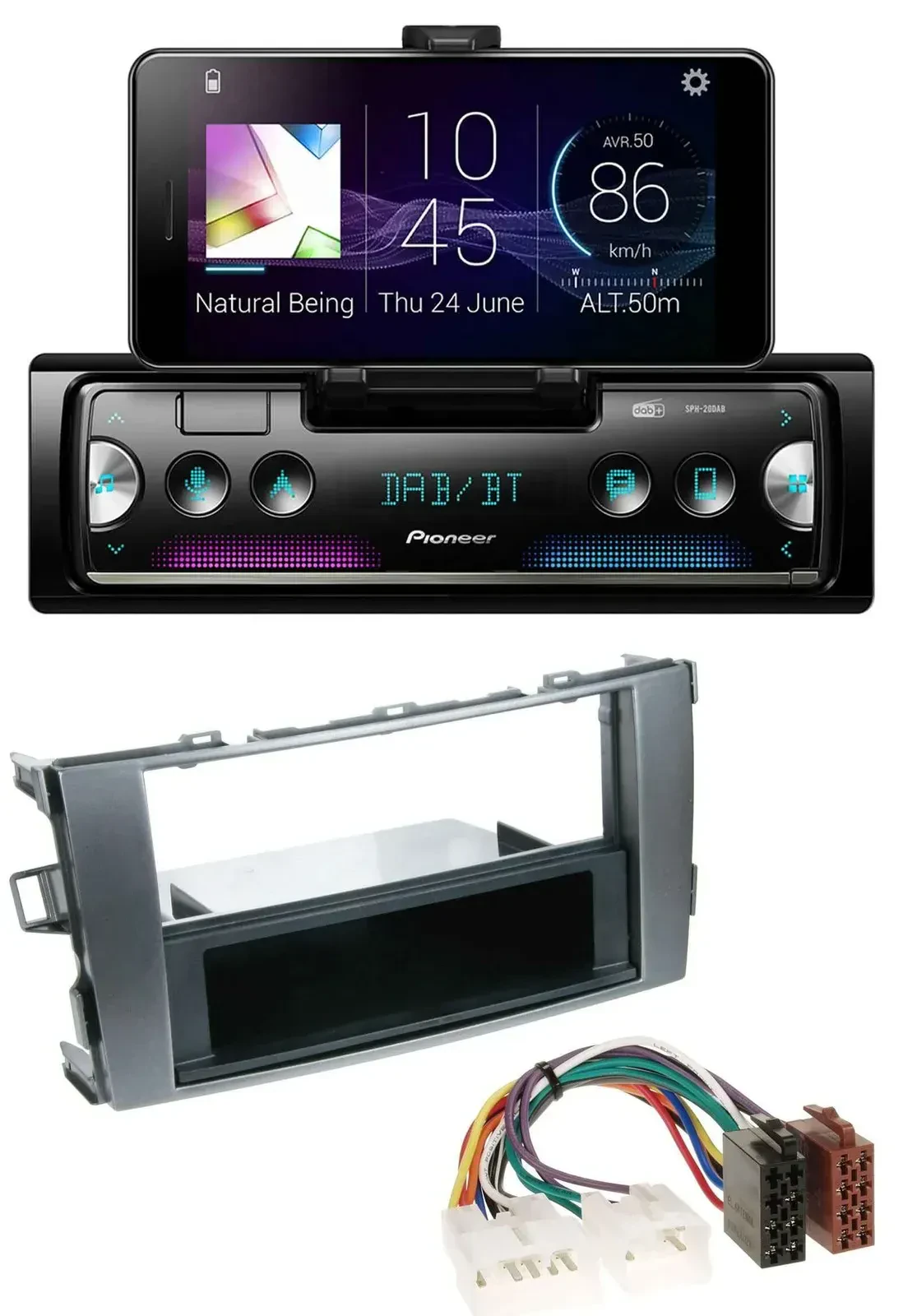 Автомагнитола для Toyota Auris (2007–2012) Pioneer USB, MP3, Bluetooth, DAB антрацит-серый