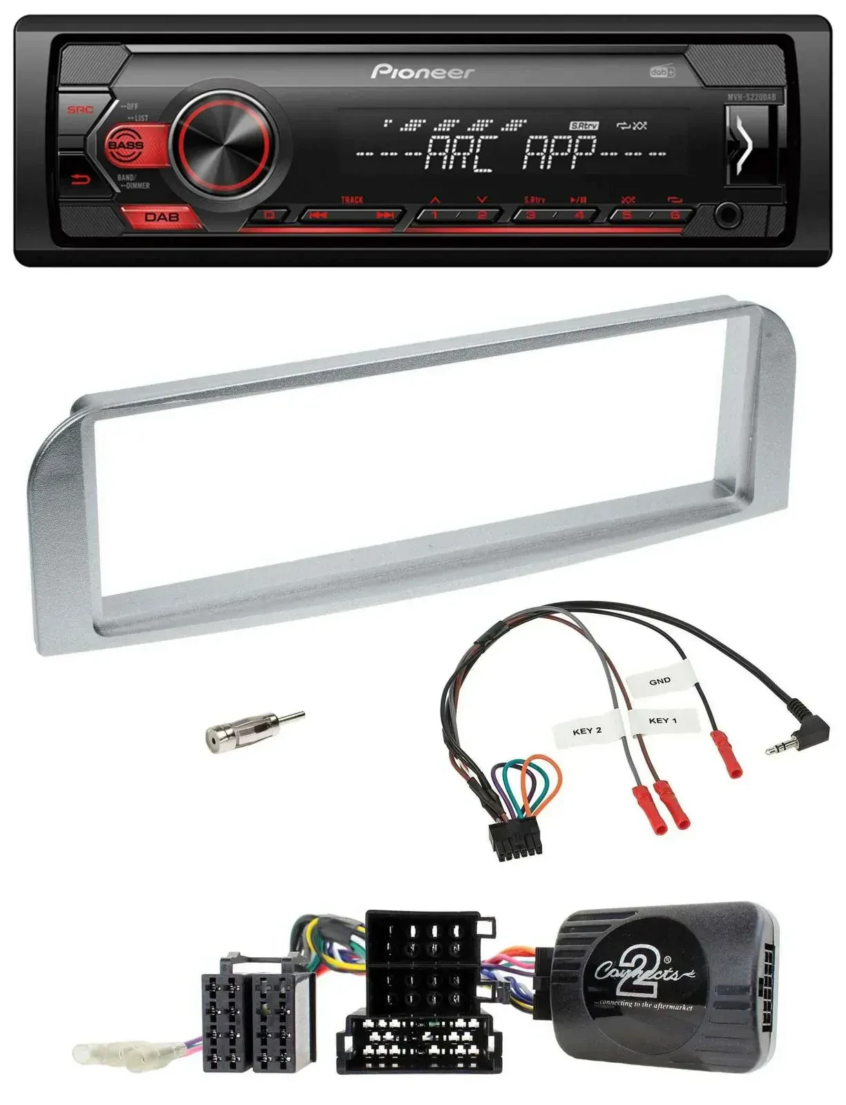 Автомагнитола Pioneer 1-DIN, DAB, MP3, USB, для Alfa Romeo GT/147 2007–2010, серебристо-серый