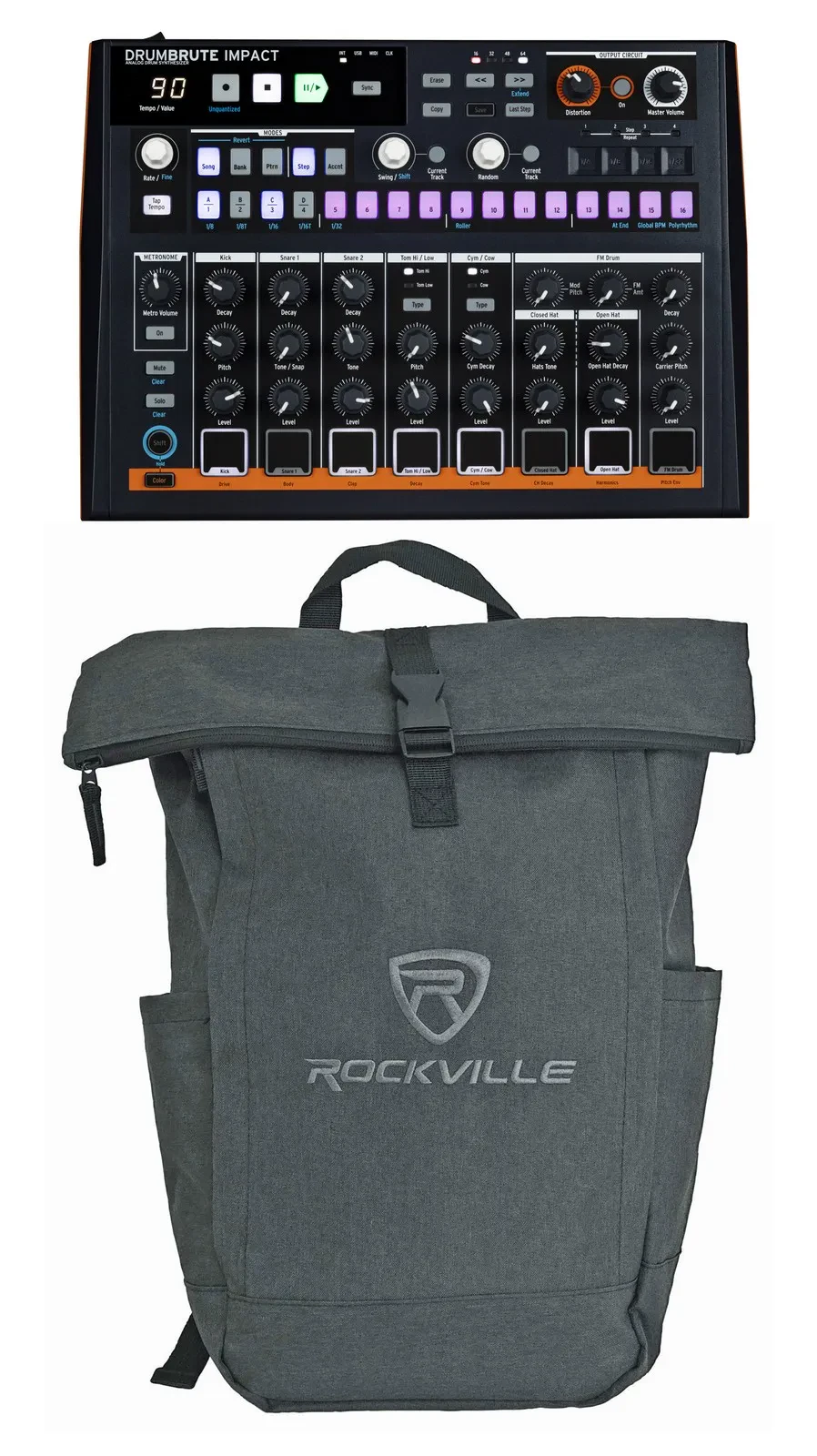 Arturia DRUMBRUTE IMPACT Analog Drum Machine w/USB MIDI Interface+Backpack