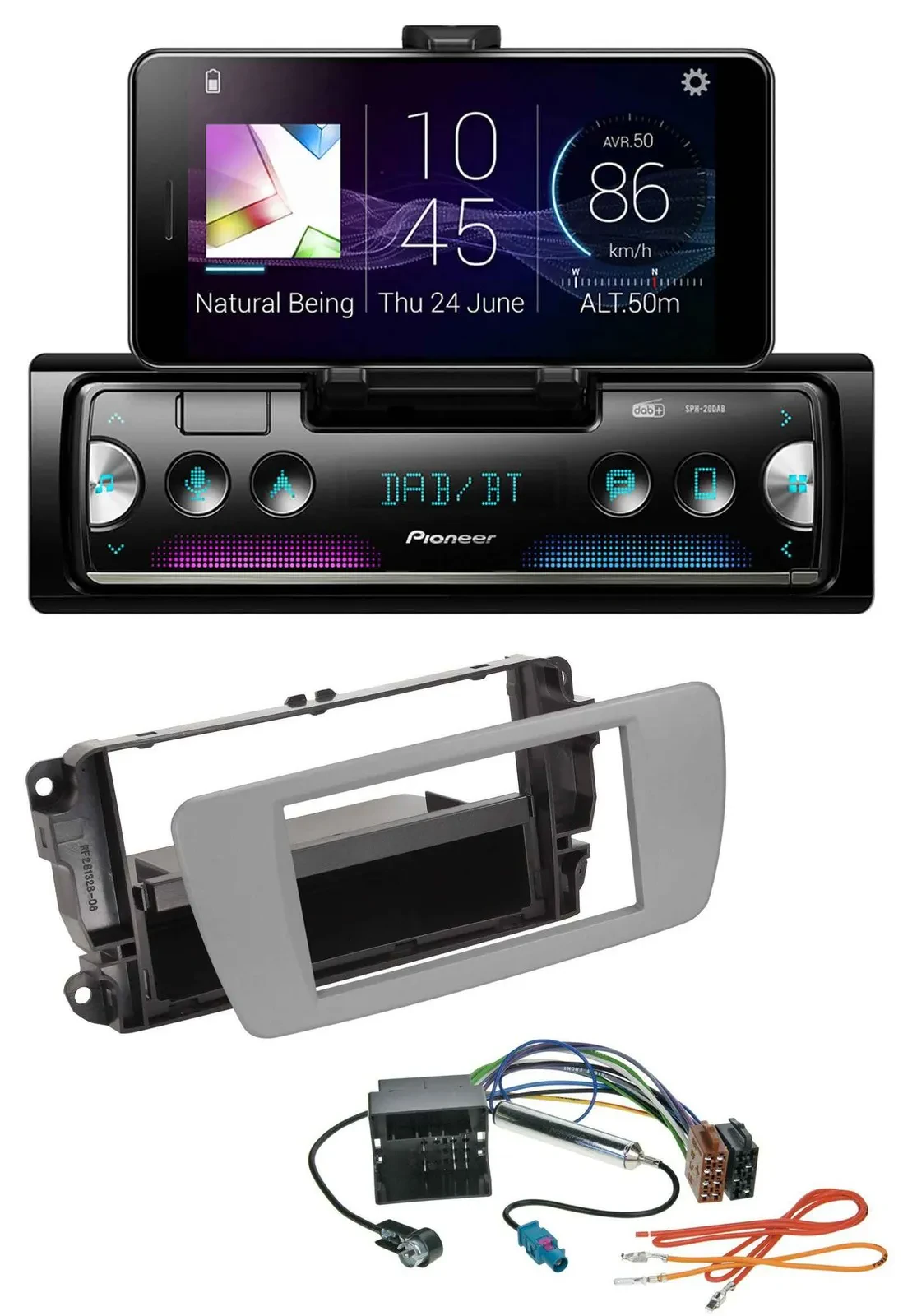 Автомагнитола для Seat Ibiza (с 2008) Pioneer USB MP3 Bluetooth DAB серый (Dublin)