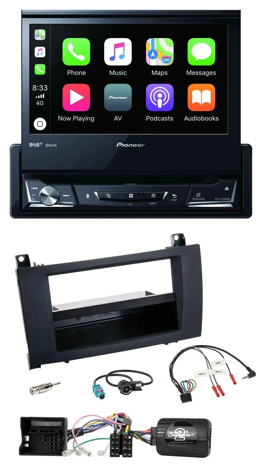 Pioneer DVD Bluetooth DAB USB Lenkrad Autoradio für Mercedes SLK R171 2004-2011