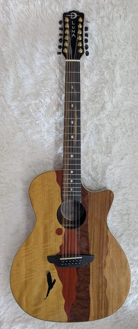 Luna Guitars Luna Vista Eagle 12 String  Tropical Wood Acoustic Electric Guitar w/Hard Case