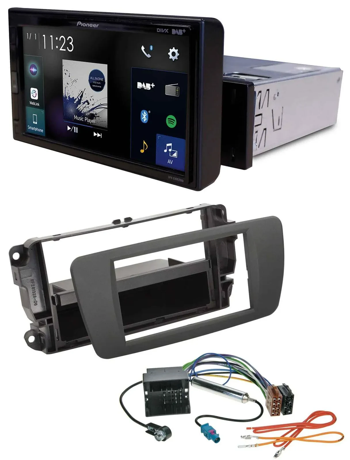 Pioneer DAB MP3 Bluetooth USB Autoradio für Seat Ibiza (ab 12) - tuam grey